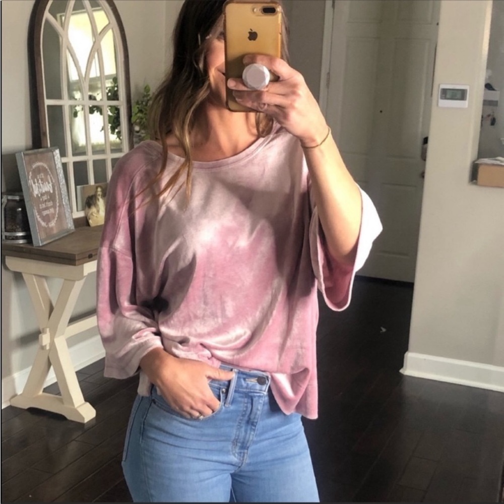 We the Free mauve velvet T-shirt blouse
